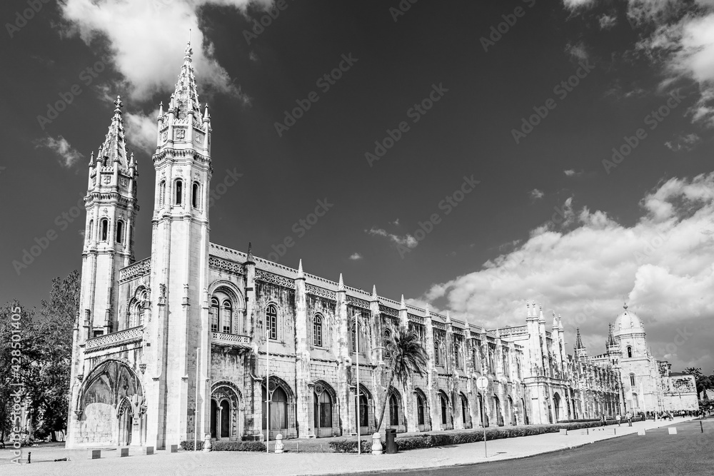 The Jeronimos Monastery or Hieronymites Monastery, a former monastery of the Order of Saint Jerome in the parish of Belem