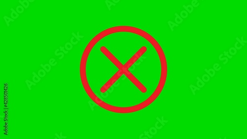 red mark icons. no icon animation 4K video on green background	
