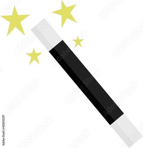 Vector emoticon illustration of a magic wand with stars