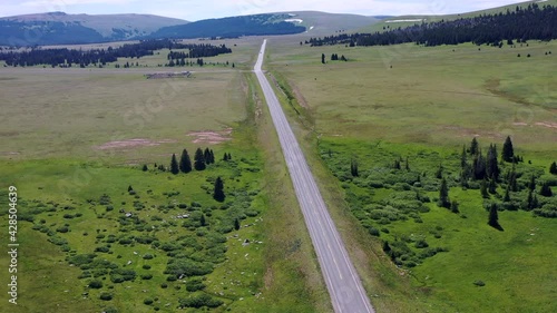 aerial drone over  Wyoming in Bighorn Mountains  photo