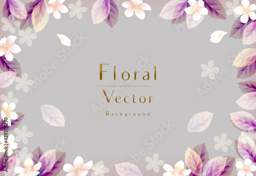 花と葉のベクター背景　テンプレートデザイン