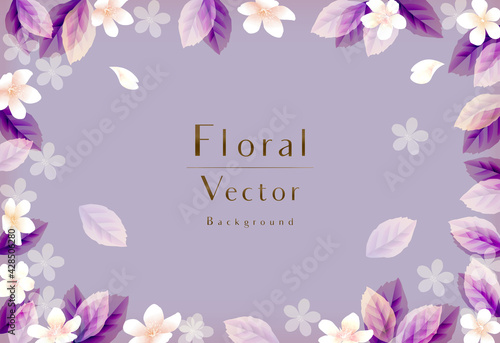 花と葉のベクター背景　Elegant Spring Flowers Vector Background