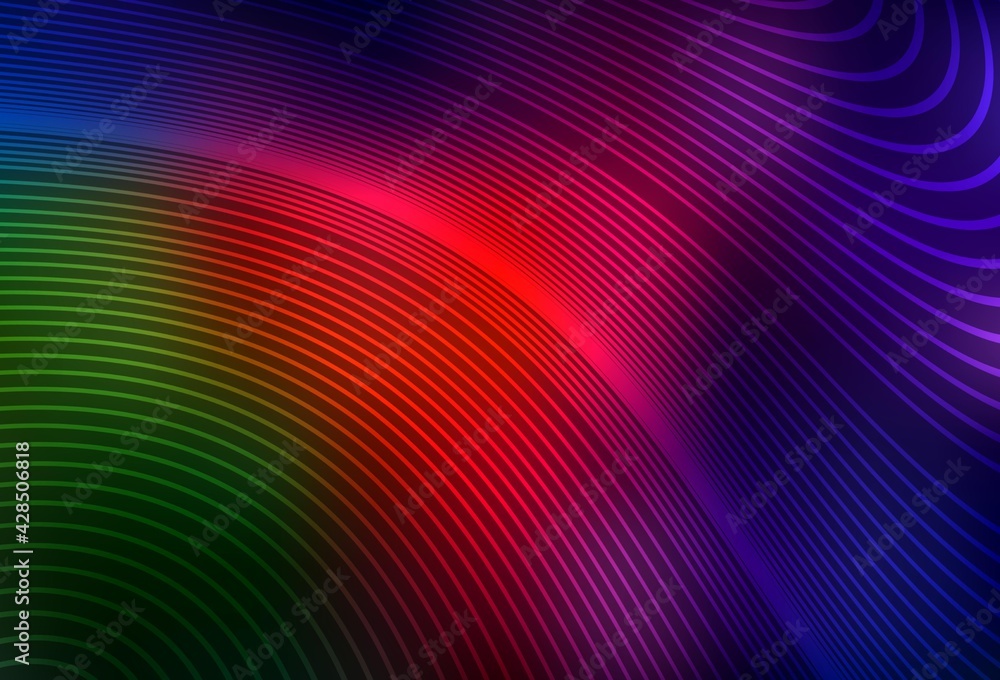 Dark Green, Red vector background with curved lines. Dark Green, Red vector background with curved lines.