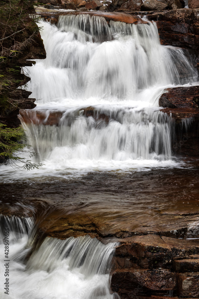Gorgeous waterfalls with multiple cascades in crawford notch new hampshire Gorgeous waterfalls with multiple cascades in crawford notch new hampshire