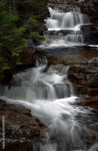 Gorgeous waterfalls with multiple cascades in crawford notch new hampshire