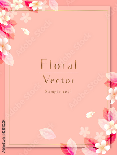 花と葉のベクター背景　Elegant Spring Flowers Vector Background