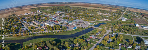 Aerial view of Arborg, Manitoba in early autumn photo