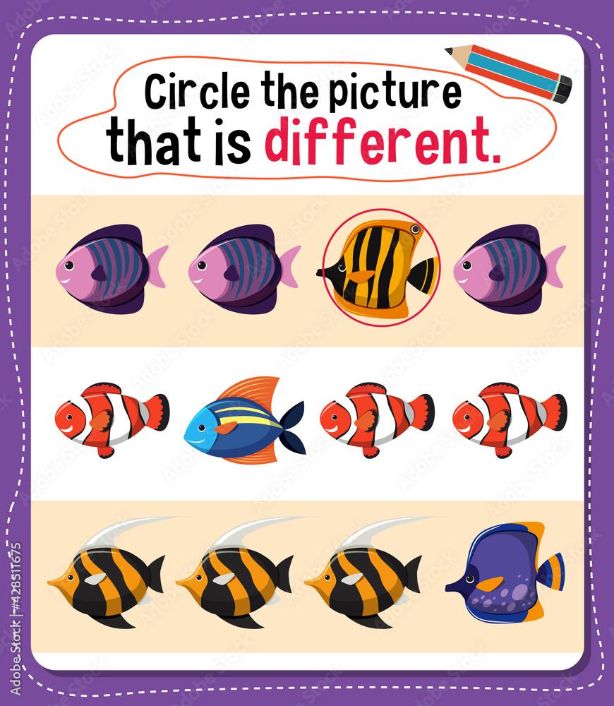 Circle the picture that is different activity for kids