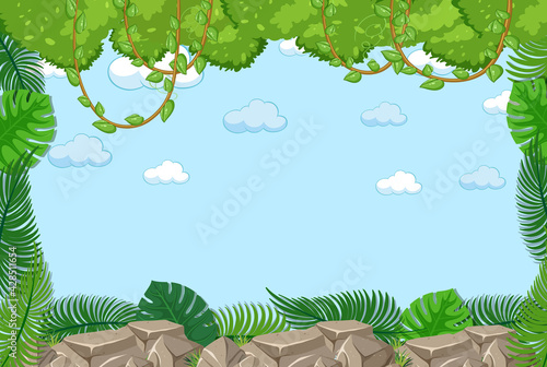 Blank sky background with leaves element