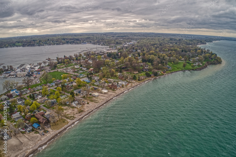 Aerial View of Sodus Point, a popular Tourist Town in Upstate New York