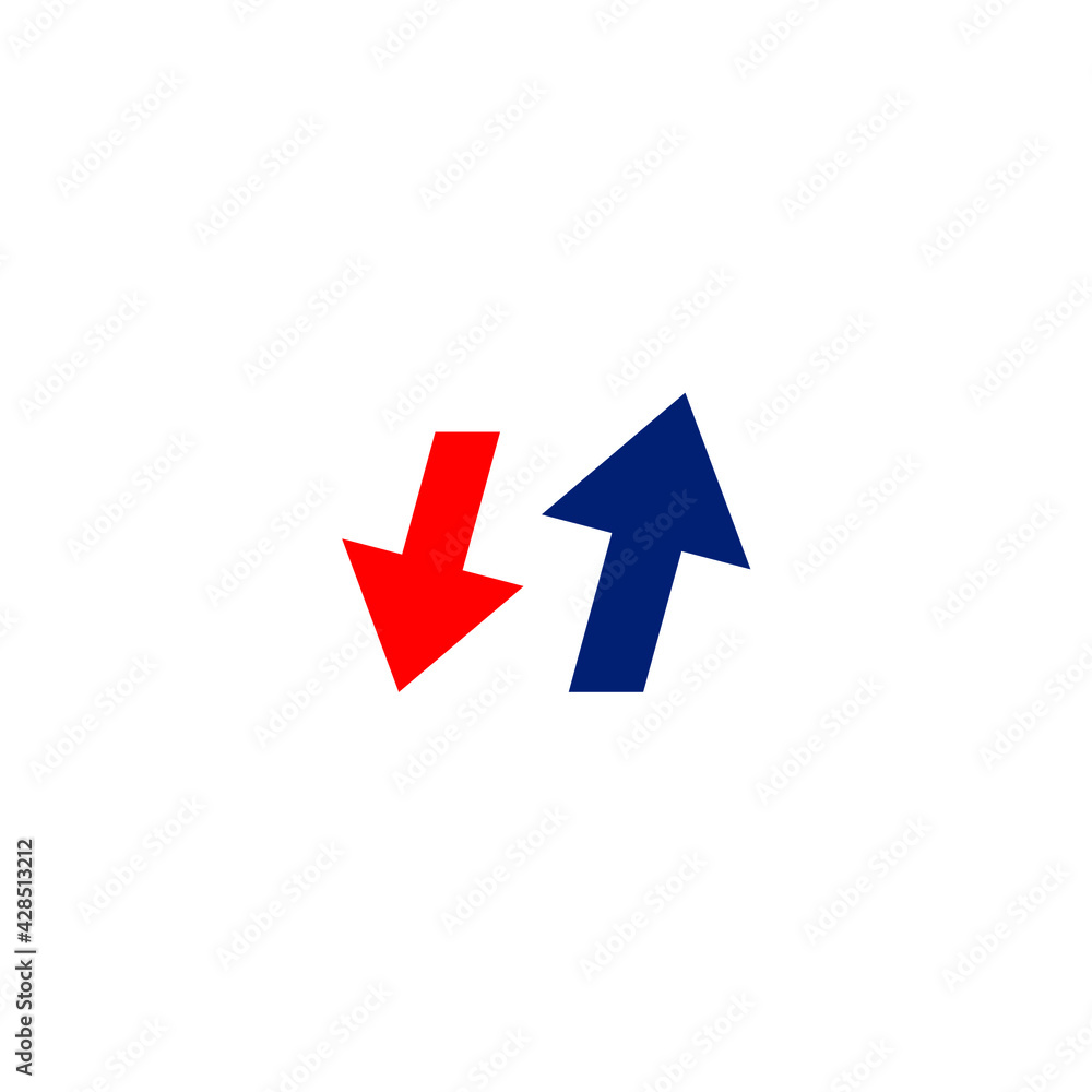 Vector image of two arrows facing up and down Vector image of two arrows facing up and down