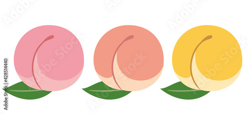 葉のついた桃のイラスト素材
