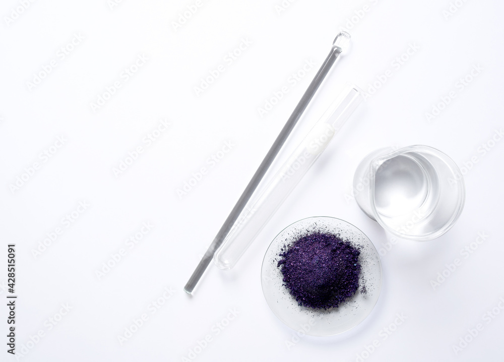 Foto de Cosmetic chemicals ingredient on white laboratory table ...