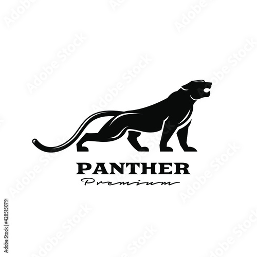 premium black panther vector logo illustration design