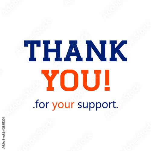 sentence thank you for your support in blue and orange