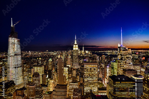New York at Night with Empire State Building