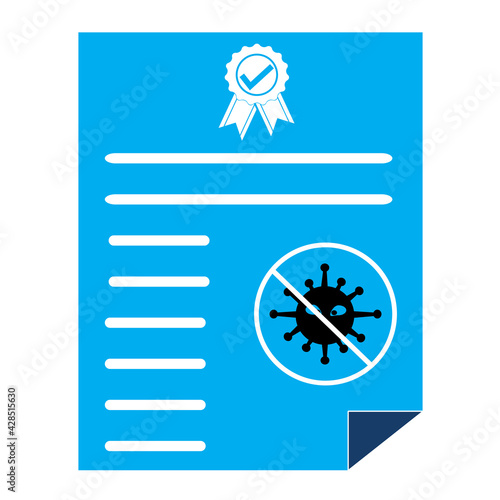 no coronavirus certificate icon on white background. flat style. no virus certificate sign.