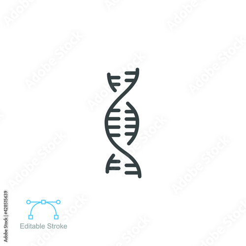 RNA icon, biology, chromosome, DNA. Genetic code symbol Outline style. genome molecular spiral genetic. Heredity biological. editable stroke vector illustration design on white background. EPS 10