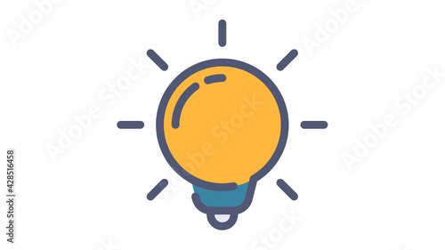 creativity idea light bulb single isolated icon with flat dash or dashed style