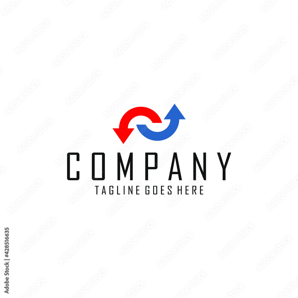 Fototapeta premium logo image of two arrows with a circular body