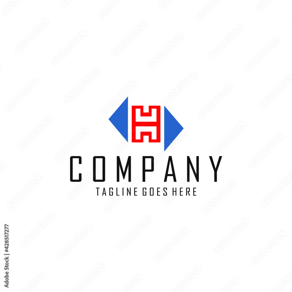 abstract logo letter H in the middle of two triangles abstract logo letter H in the middle of two triangles