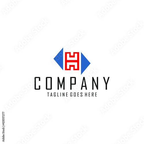 Free Download abstract logo letter H in the middle of two triangles - GFXLoad