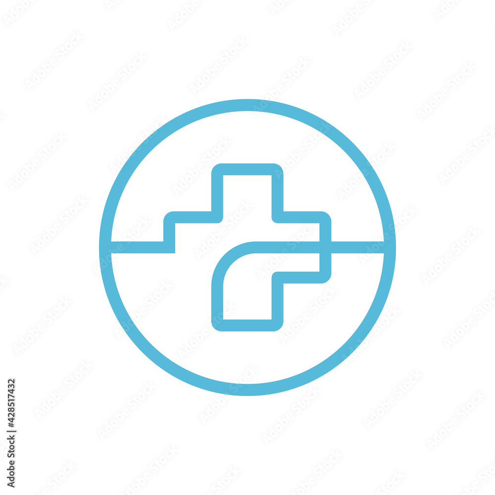 Medical technology logo template, health cross symbol, medical and healthcare line icon - Vector Medical technology logo template, health cross symbol, medical and healthcare line icon - Vector