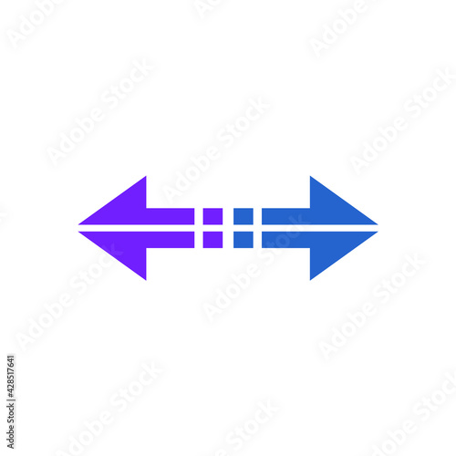 Draw two arrows in opposite directions
