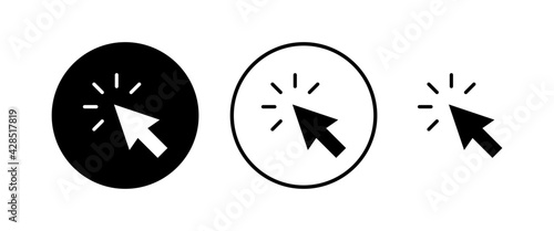 Click icons set. Cursor icon. Computer mouse click cursor black arrow icons