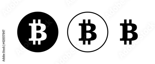 Bitcoin sign icons set. Crypto currency symbol. Blockchain. Cryptocurrency