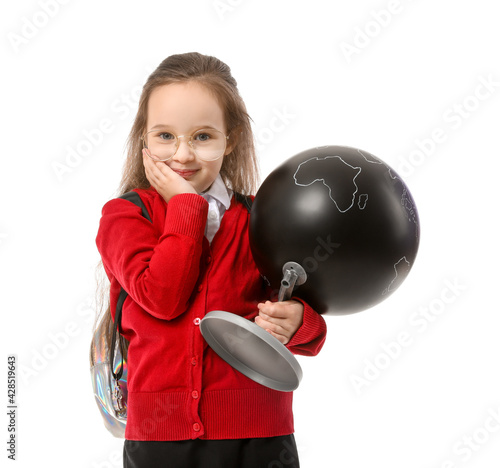 Cute little schoolgirl with...