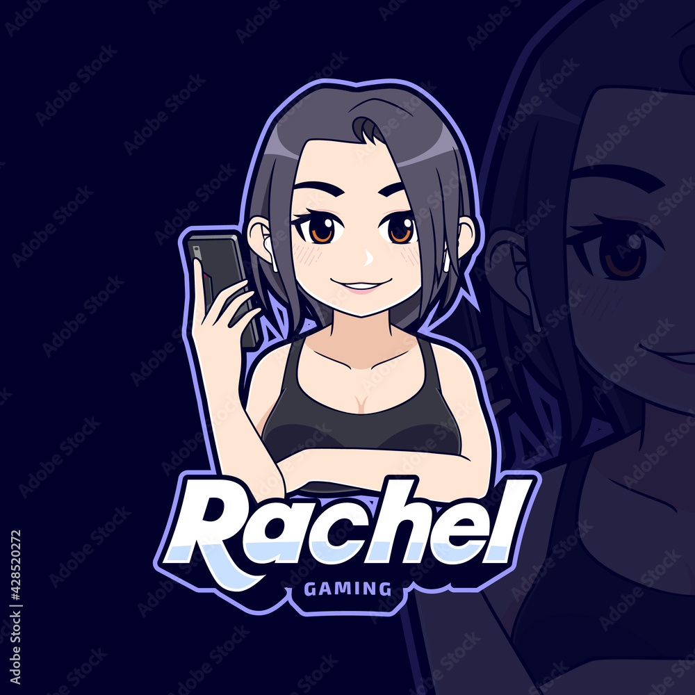 Cute sexy esport gamer girl on mobile gaming logo cartoon Cute sexy esport gamer girl on mobile gaming logo cartoon