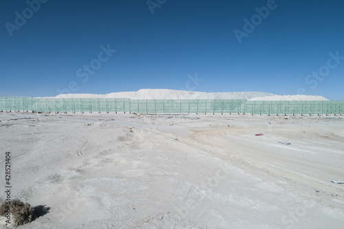 Aerial photography of open-pit asbestos mine