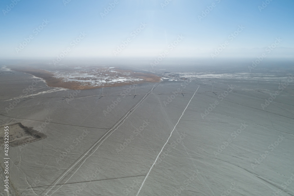 Aerial view of dry land in Qinghai, China