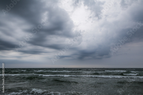 cloudy day in Skagen, Denmark. Troubled waters in the North Sea