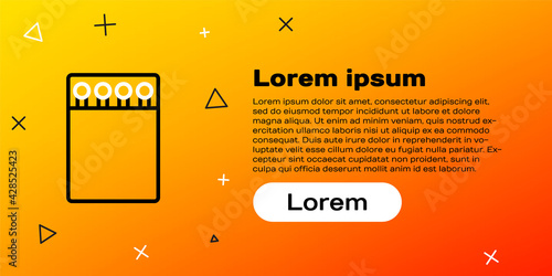 Line Open matchbox and matches icon isolated on yellow background. Colorful outline concept. Vector Illustration