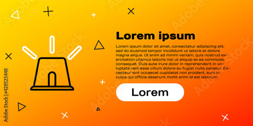Line Flasher siren icon isolated on yellow background. Emergency flashing siren. Colorful outline concept. Vector Illustration