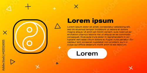 Line Yin Yang symbol of harmony and balance icon isolated on yellow background. Colorful outline concept. Vector Illustration