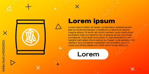 Line Hard bread chucks crackers icon isolated on yellow background. Colorful outline concept. Vector Illustration