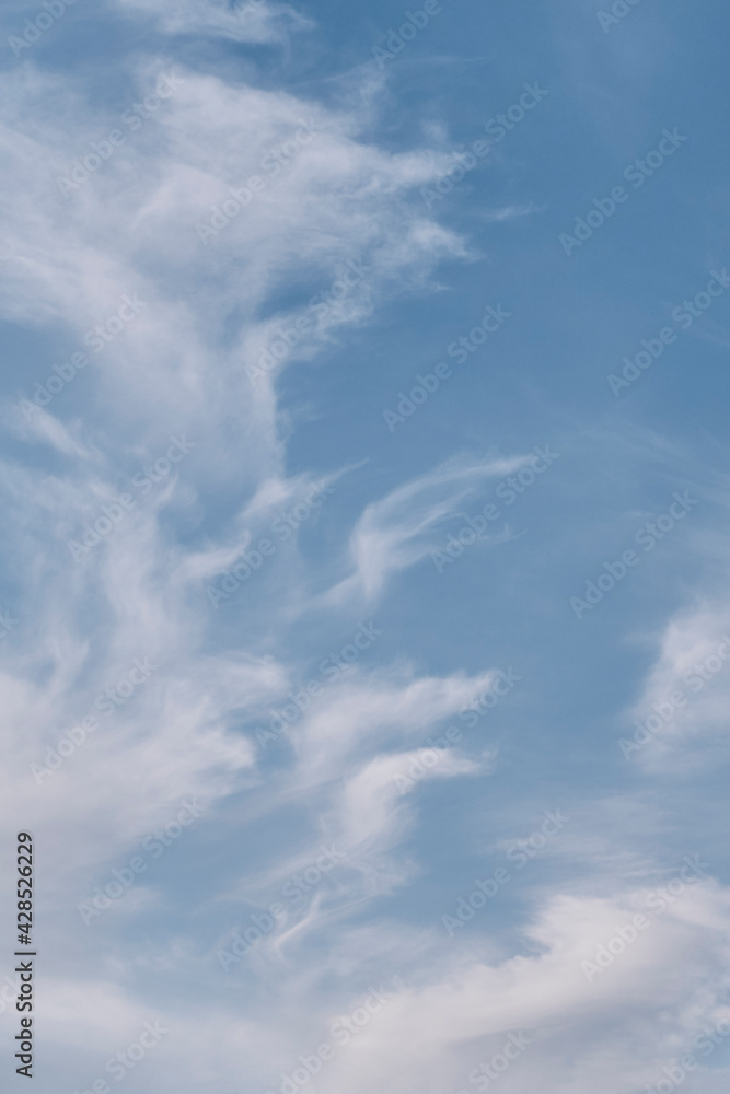 Beautiful blue sky with cirrus clouds.