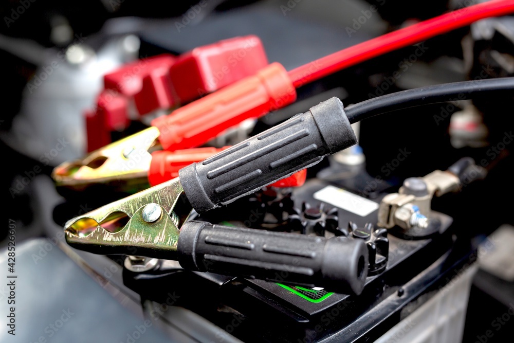 Fototapeta premium Employees are checking the car battery.