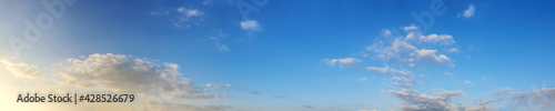 Panorama sky with cloud on a sunny day. Beautiful cirrus cloud.