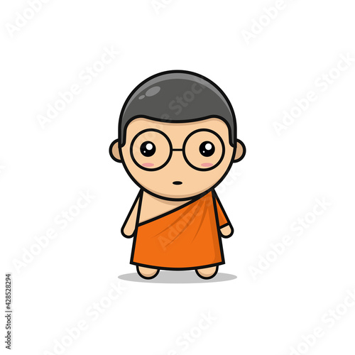 Kawaii illustration monk vector graphics