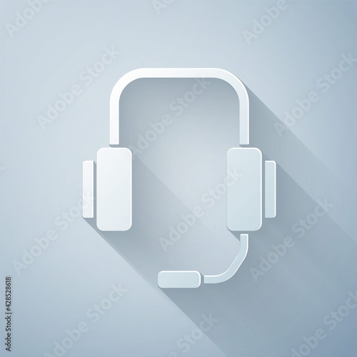 Paper cut Online psychological counseling distance icon isolated on grey background. Psychotherapy, psychological help, psychiatrist online consulting. Paper art style. Vector