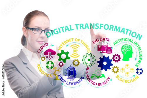 Businessman in digital transformation concept