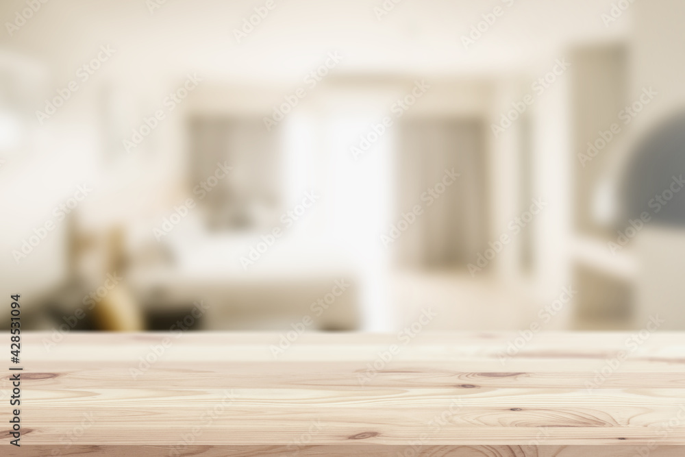 Wooden table top in home or hotel bed room blur background for montage  sleeping or house products display or backdrop design layout. Stock Photo |  Adobe Stock