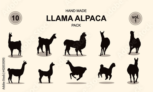 Llama and alpaca silhouette pack vol. 1