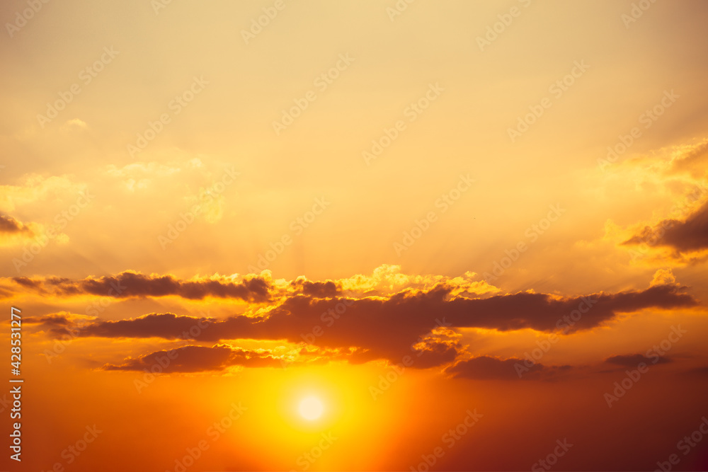 beautiful perfect red hot summer sky sunset dusk or dawn photo image picture for nature skyscape background wallpaper