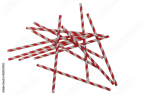 Several tubes for cocktails lie on a white background.