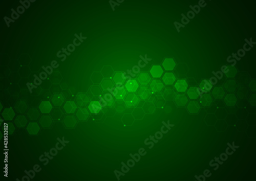 Abstract technology background with hexagons shape pattern. Concepts of healthcare technology, health, science and innovation medicine